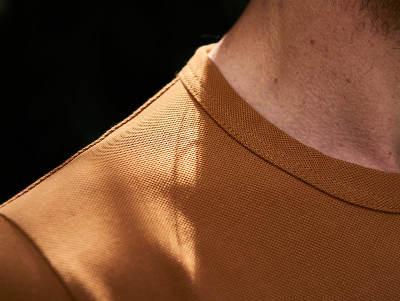 Pétrone Henley manches courtes coton bio ocre homme#couleur_ocre