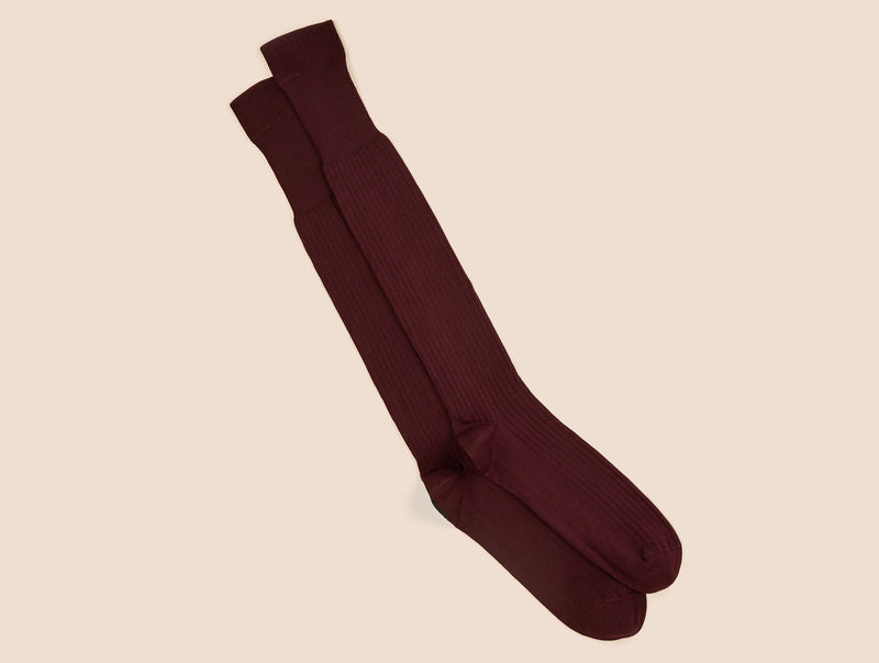 Pétrone mi-bas fil d’Écosse bordeaux foncé homme#couleur_bordeaux-foncé