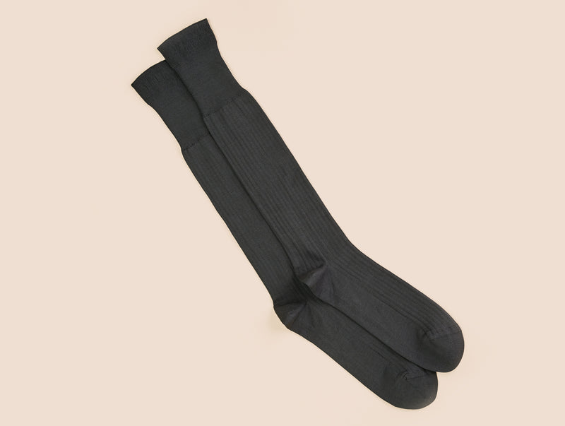 Pétrone mi-bas fil d’Écosse gris homme#couleur_gris