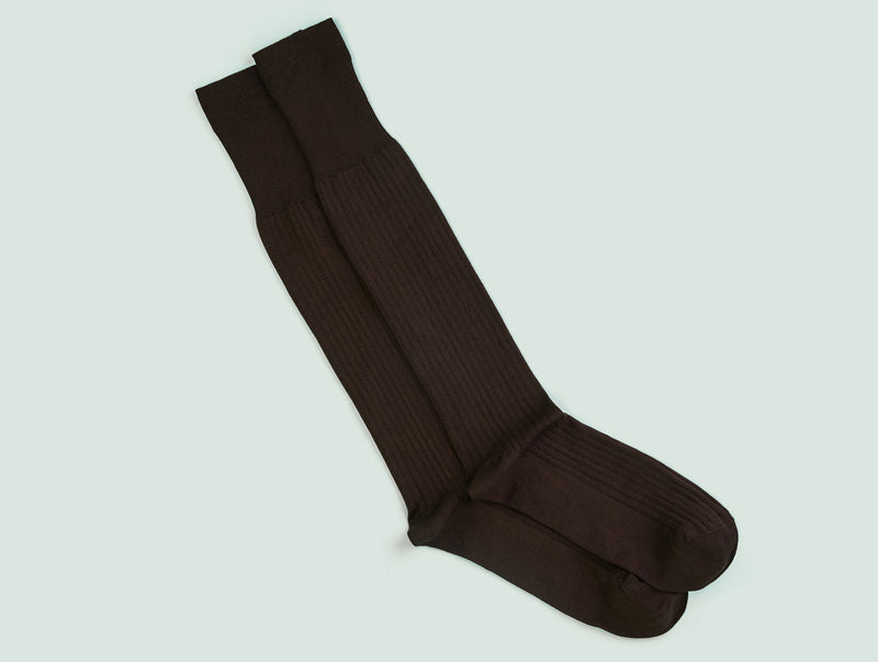 Pétrone mi-bas fil d’Écosse marron foncé homme#couleur_marron-foncé