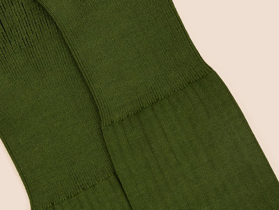 Pétrone chaussettes mi-bas fil d'Ecosse vert kaki homme#couleur_vert-kaki