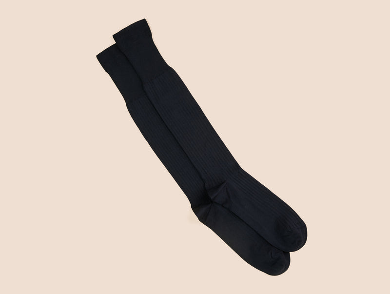 Pétrone mi-bas fil d’Écosse bleu marine homme#couleur_bleu-marine