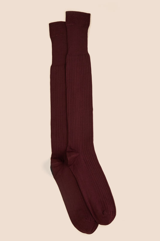 Pétrone mi-bas fil d’Écosse bordeaux homme