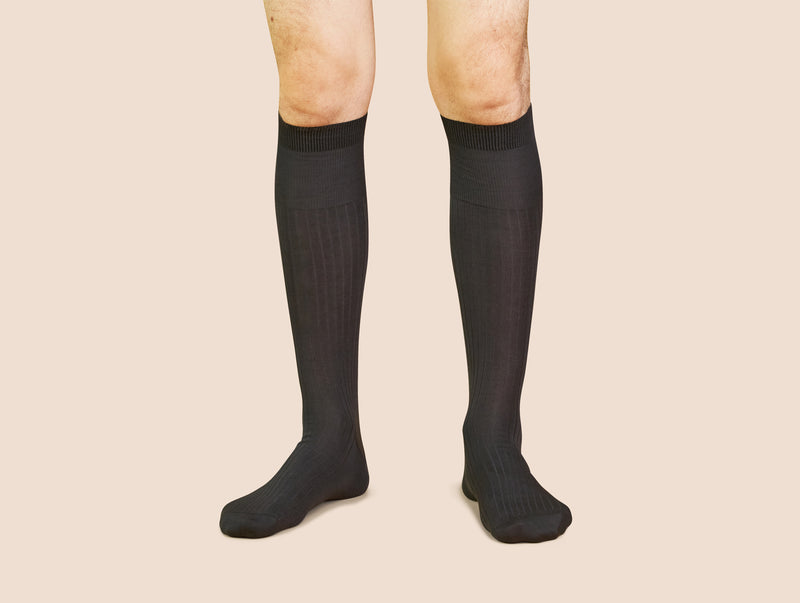 Pétrone mi-bas fil d’Écosse gris homme#couleur_gris