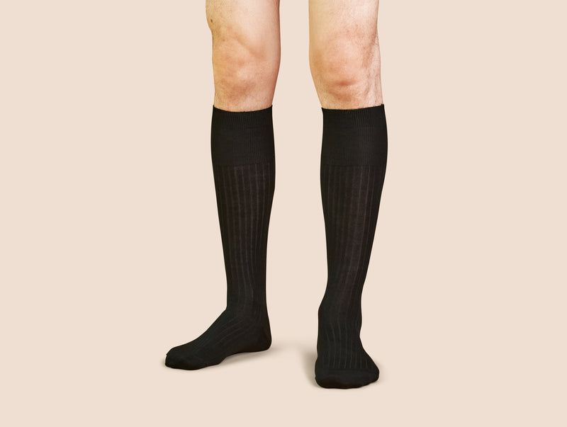 Pétrone mi-bas fil d’Écosse noir homme#couleur_noir