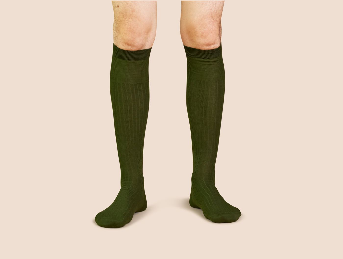 Pétrone chaussettes mi-bas fil d'Ecosse vert kaki homme#couleur_vert-kaki