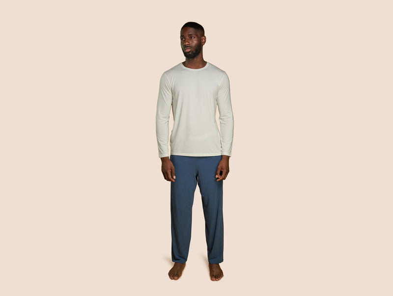 Pétrone pantalon de pyjama coton pima micromodal bleu céruléen homme#couleur_bleu-céruléen