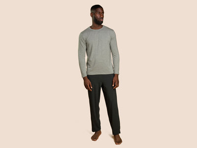 Pétrone pantalon de pyjama coton pima micromodal gris anthracite homme#couleur_gris-anthracite