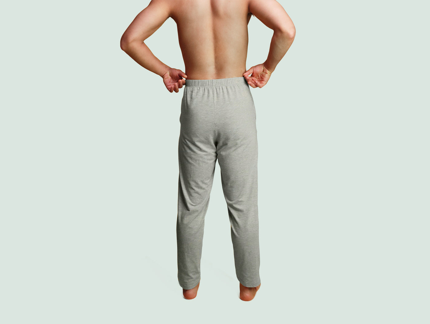 Pétrone pantalon de pyjama coton pima micromodal gris clair chiné homme#couleur_gris-chiné-clair