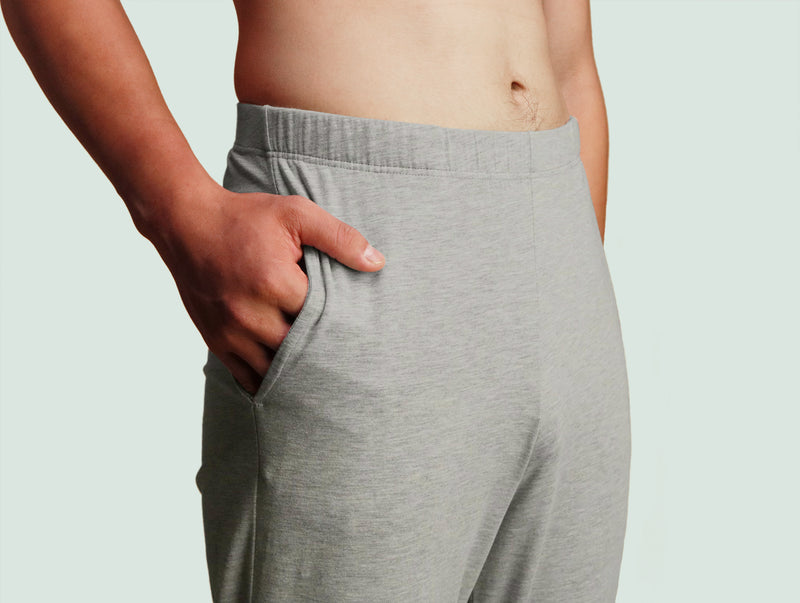 Pétrone pantalon de pyjama coton pima micromodal gris clair chiné homme#couleur_gris-chiné-clair