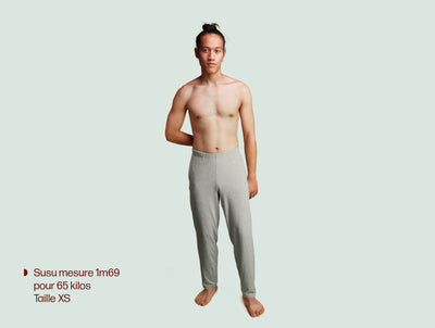 Pétrone pantalon de pyjama coton pima micromodal gris clair chiné homme#couleur_gris-chiné-clair