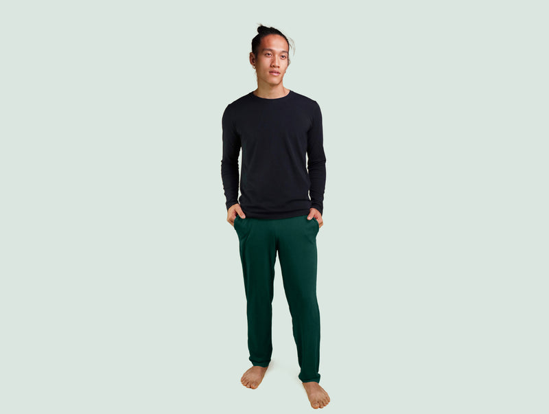 Pétrone pantalon de pyjama coton pima micromodal vert bouteille homme#couleur_vert-bouteille