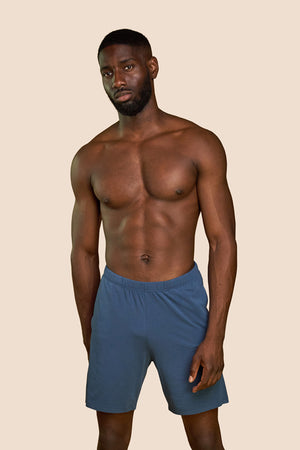 Pétrone short de pyjama coton pima micromodal bleu céruléen homme