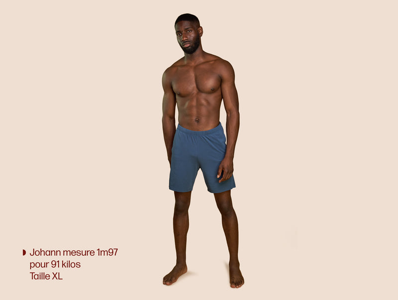 Pétrone short de pyjama coton pima micromodal bleu céruléen homme#couleur_bleu-céruléen