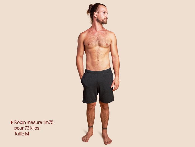 Pétrone short de pyjama coton pima micromodal gris anthracite homme#couleur_gris-anthracite