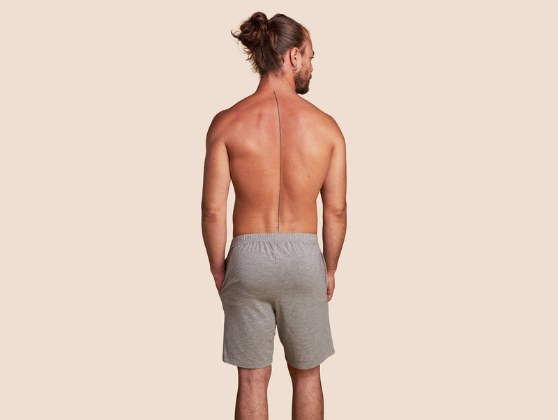 Pétrone short de pyjama coton pima micromodal gris chiné clair homme#couleur_gris-chiné-clair