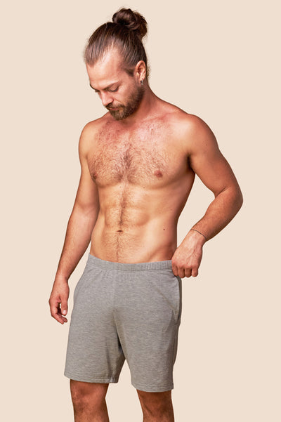 Pétrone short de pyjama coton pima micromodal gris chiné clair homme