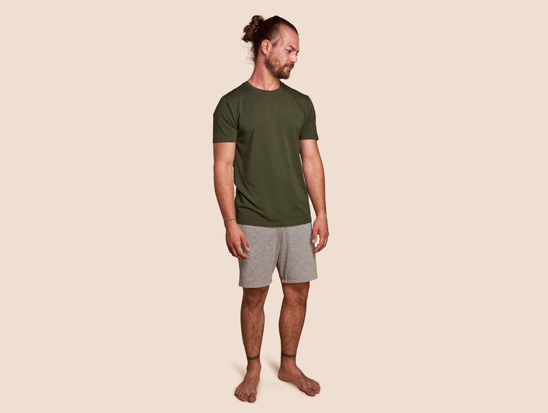 Pétrone short de pyjama coton pima micromodal gris chiné clair homme#couleur_gris-chiné-clair