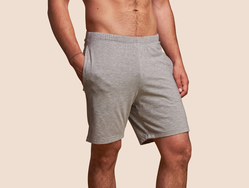 Pétrone short de pyjama coton pima micromodal gris chiné clair homme#couleur_gris-chiné-clair