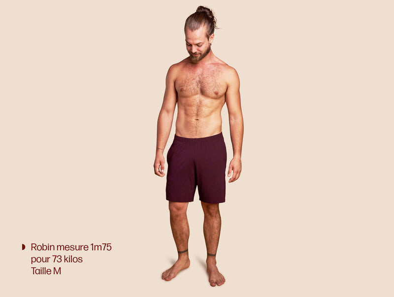 Pétrone short de pyjama coton pima micromodal lie de vin homme#couleur_lie-de-vin