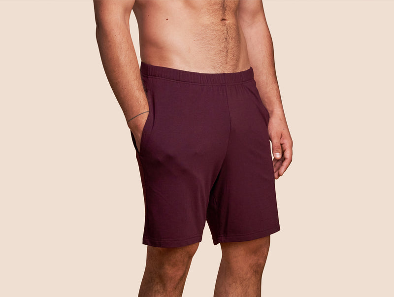 Pétrone short de pyjama coton pima micromodal lie de vin homme#couleur_lie-de-vin
