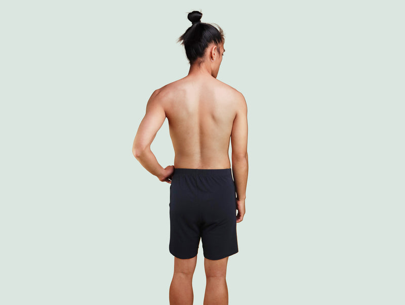 Pétrone short de pyjama coton pima micromodal lie de vin homme#couleur_bleu-marine