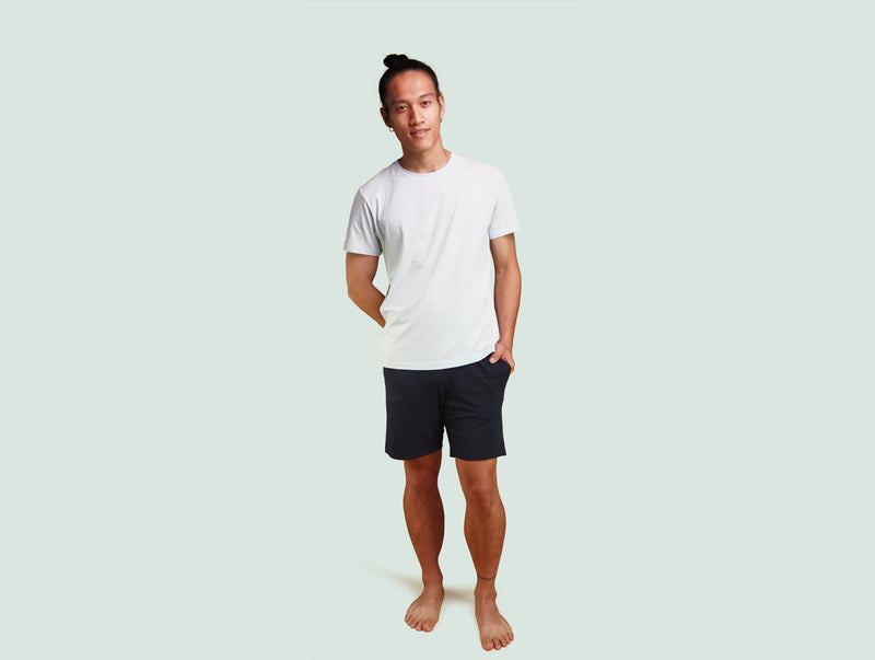 Pétrone short de pyjama coton pima micromodal lie de vin homme#couleur_bleu-marine