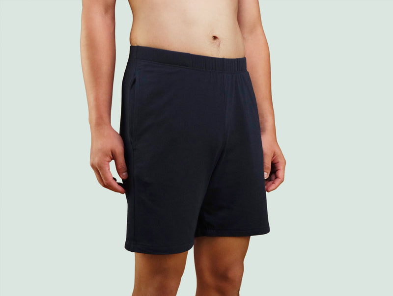 Pétrone short de pyjama coton pima micromodal lie de vin homme#couleur_bleu-marine