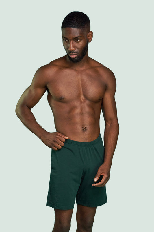 Pétrone short de pyjama coton pima micromodal vert bouteille homme