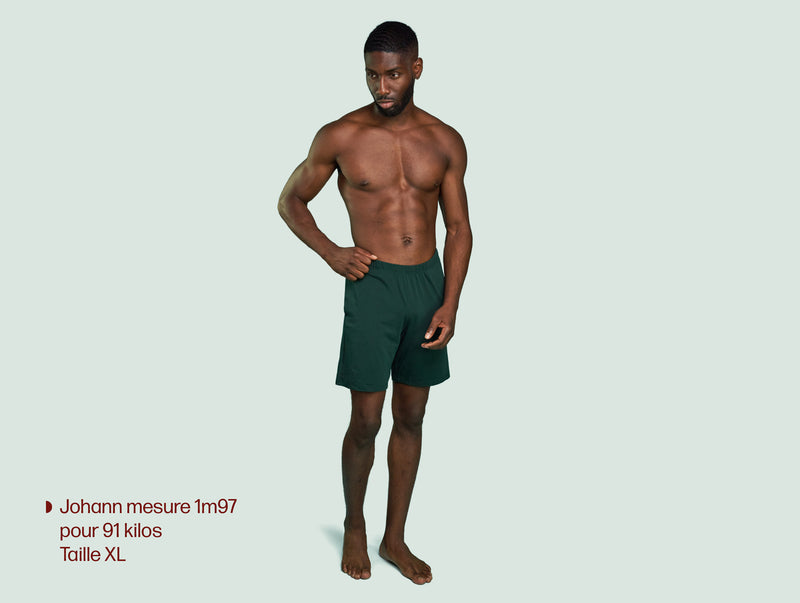 Pétrone short de pyjama coton pima micromodal vert bouteille homme#couleur_vert-bouteille