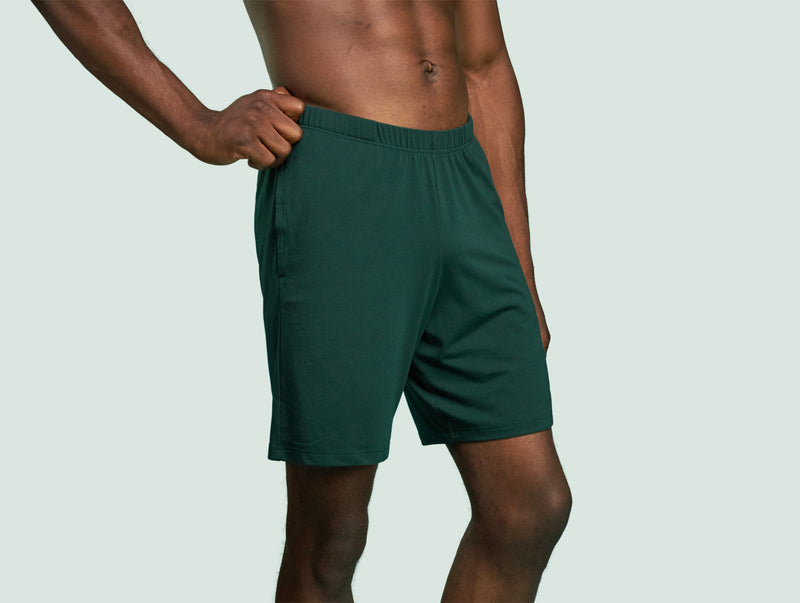 Pétrone short de pyjama coton pima micromodal vert bouteille homme#couleur_vert-bouteille