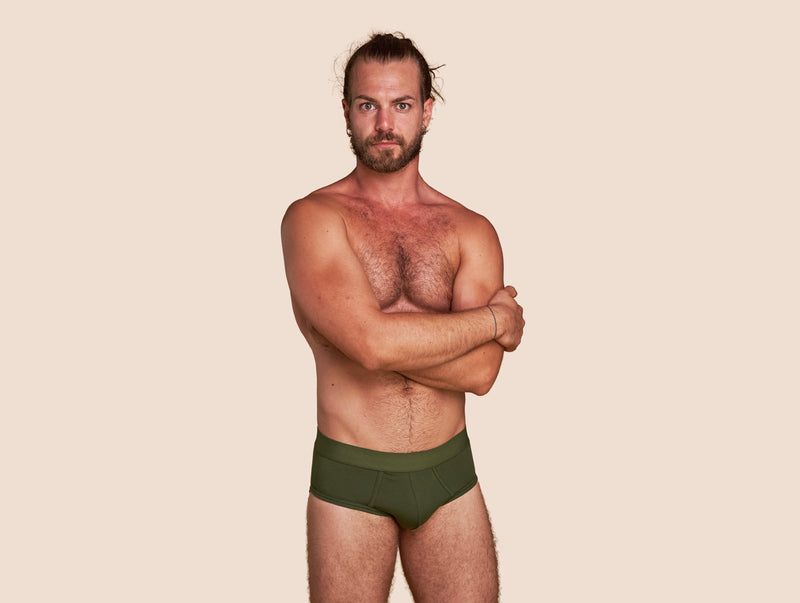 Pétrone slip coton pima micromodal vert kaki homme#couleur_vert-kaki