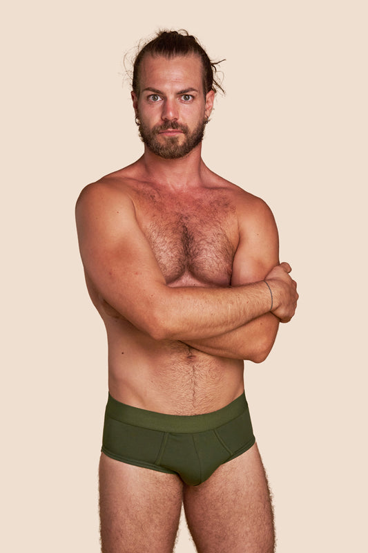 Pétrone slip coton pima micromodal vert kaki homme