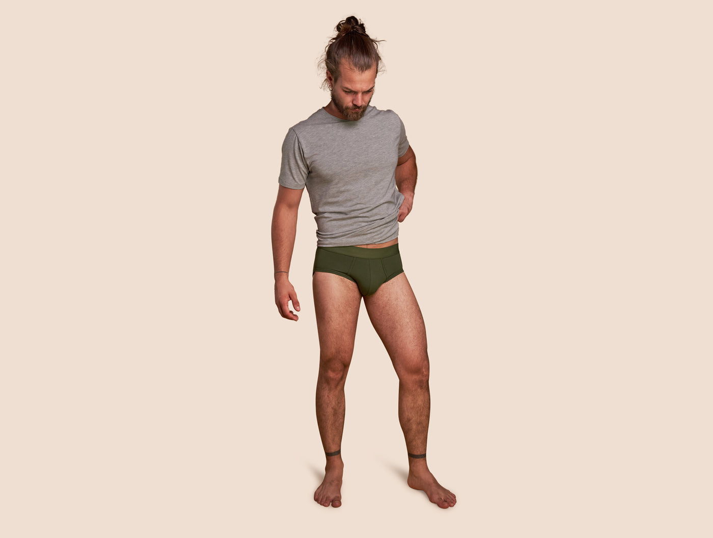 Pétrone slip coton pima micromodal vert kaki homme#couleur_vert-kaki