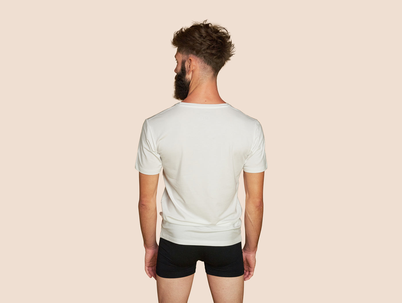 Pétrone T-shirt col V coton pima micromodal blanc homme#couleur_blanc