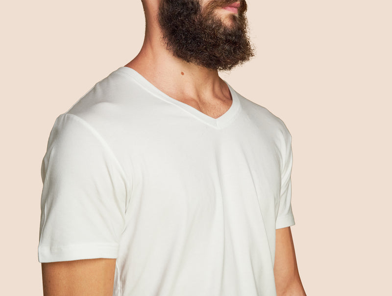 Pétrone T-shirt col V coton pima micromodal blanc homme#couleur_blanc