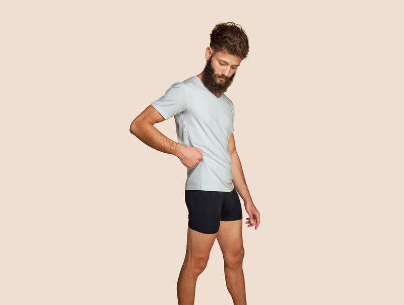 Pétrone T-shirt col V coton pima micromodal bleu ciel homme#couleur_bleu-ciel