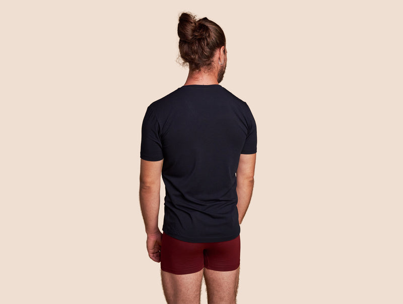 Pétrone T-shirt col V coton pima micromodal bleu marine homme#couleur_bleu-marine