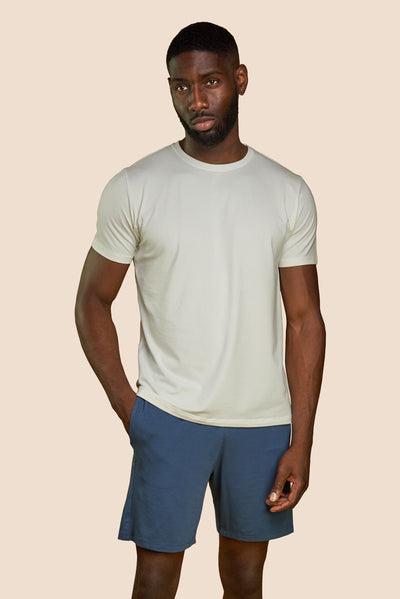 Pétrone T-shirt manches courtes coton pima micromodal blanc crème homme