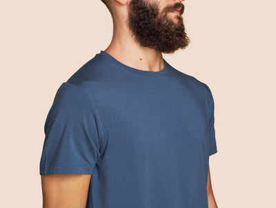 Pétrone T-shirt manches courtes coton pima micromodal bleu céruléen homme#couleur_bleu-céruléen