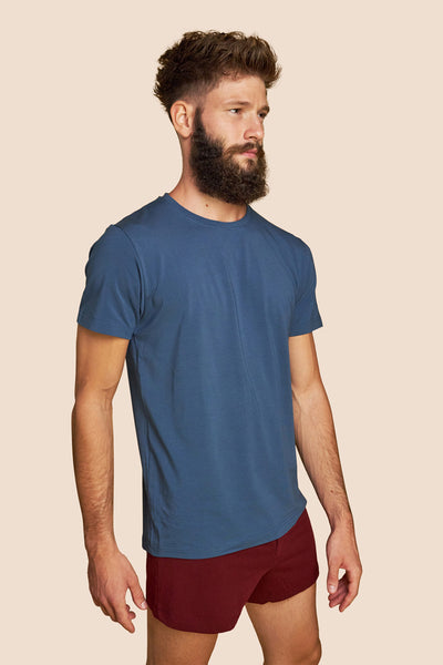 Pétrone T-shirt manches courtes coton pima micromodal bleu céruléen homme