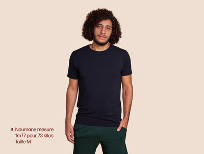 Pétrone T-shirt manches courtes coton pima micromodal bleu marine homme#couleur_bleu-marine