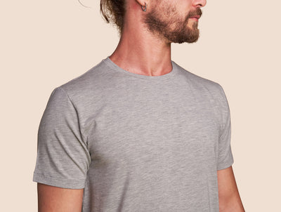 Pétrone T-shirt manches courtes coton pima micromodal gris chiné clair homme#couleur_gris-chiné-clair