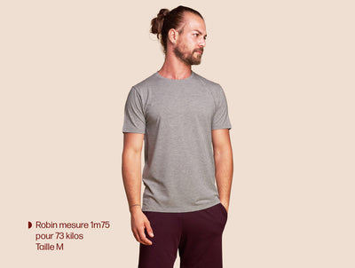 Pétrone T-shirt manches courtes coton pima micromodal gris chiné clair homme#couleur_gris-chiné-clair