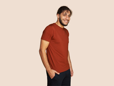 Pétrone T-shirt manches courtes coton pima micromodal rouille homme#couleur_rouille
