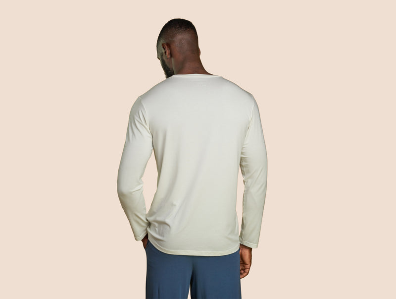 Pétrone T-shirt manches longues coton pima micromodal blanc crème homme#couleur_blanc-crème