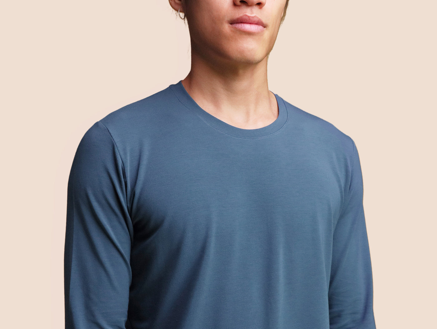 Pétrone T-shirt manches longues coton pima micromodal bleu céruléen homme#couleur_bleu-céruléen