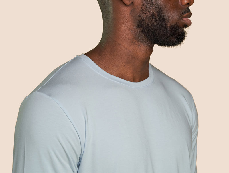 Pétrone T-shirt manches longues coton pima micromodal bleu ciel homme#couleur_bleu-ciel
