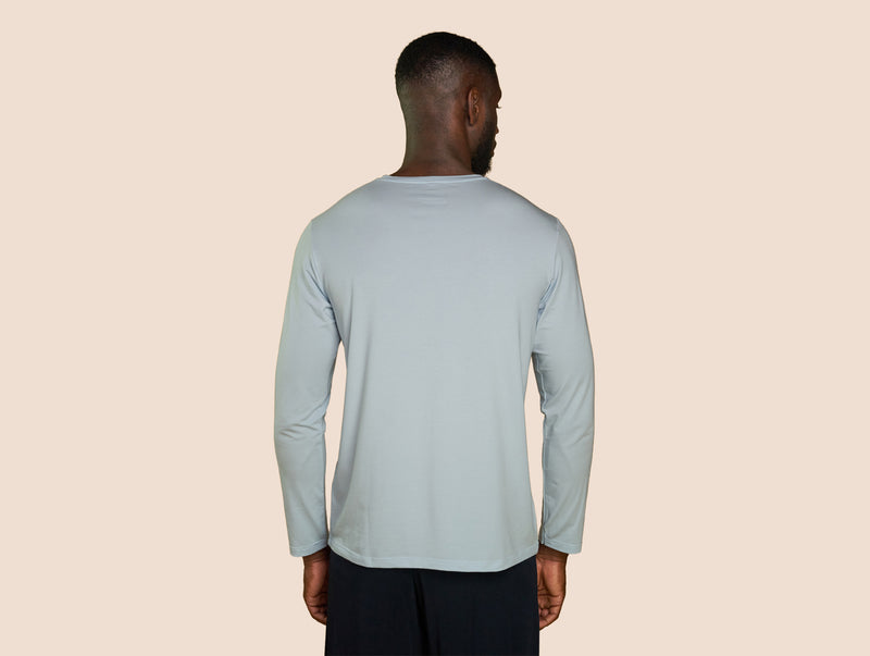 Pétrone T-shirt manches longues coton pima micromodal bleu ciel homme#couleur_bleu-ciel