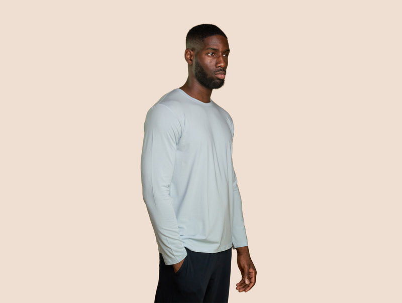 Pétrone T-shirt manches longues coton pima micromodal bleu ciel homme#couleur_bleu-ciel